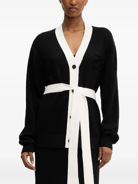 Karl Lagerfeld contrast-panel logo cardigan Black A3W18026