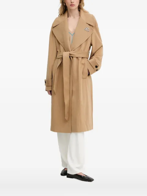 Karl Lagerfeld belted logo-plaque coat Neutrals A3W150101LG