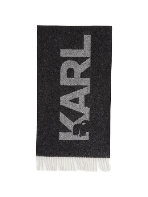 Karl Lagerfeld fringed logo-detail scarf Black A3W33047999
