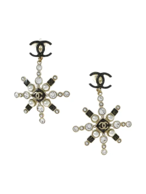 CHANEL Pre-Owned 2019 Snowflake dangle clip-on earrings Gold ER165939