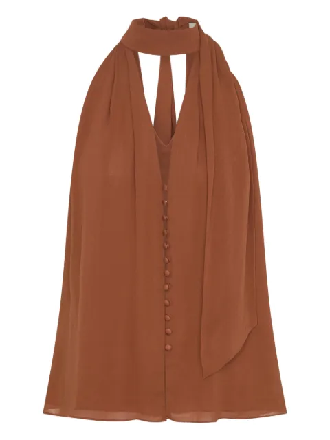 Nicholas Sumira neck-tie buttoned top Brown P25T1906S