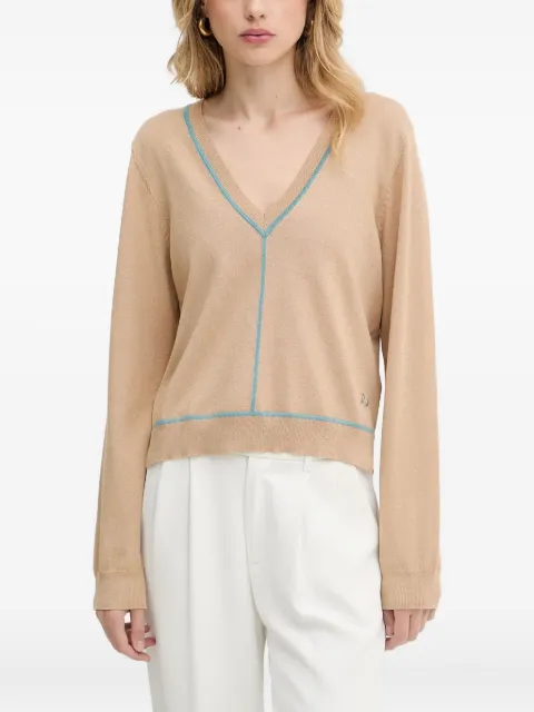 Karl Lagerfeld V-neck embroidered-logo sweater Neutrals A3W180231LG