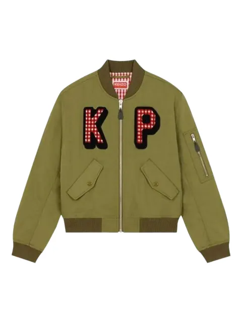 Kenzo gingham-patch bomber jacket Green FD52BL1799OC