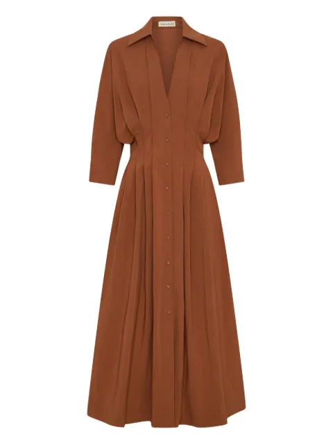 Nicholas Lanae pleated button-front midi dress Orange P25D2794CB