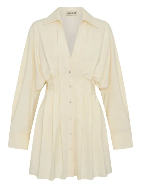 Nicholas Fabienne pleated button-front shirt dress Neutrals P25D2754CB