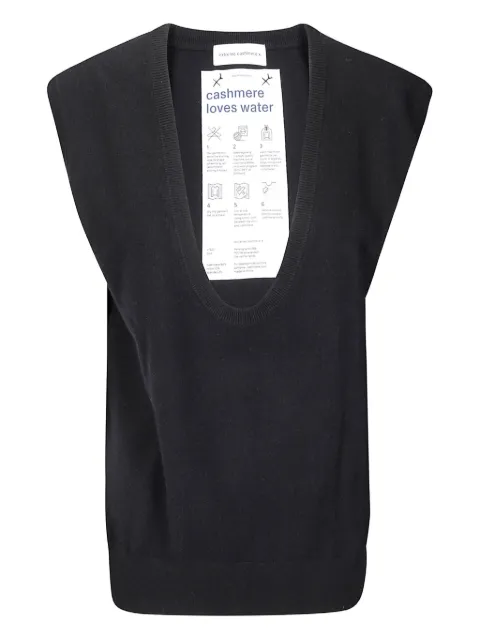 extreme cashmere ribbed deep-neckline gilet Black 42317401TU05