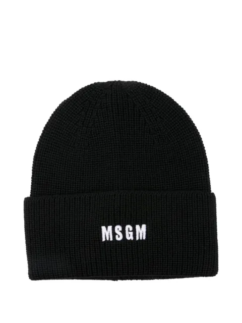 MSGM logo-embroidered ribbed beanie Black 3940ML13257569