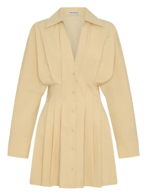 Nicholas Fabienne pleated button-front shirt dress Neutrals P25D2754CB