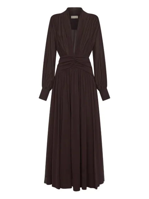 Nicholas Jocelyn V-neck gathered maxi dress Brown P25D2651S