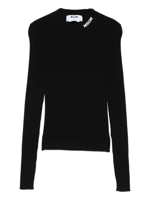 MSGM ribbed logo-detail sweater Black 3941MDM217257784