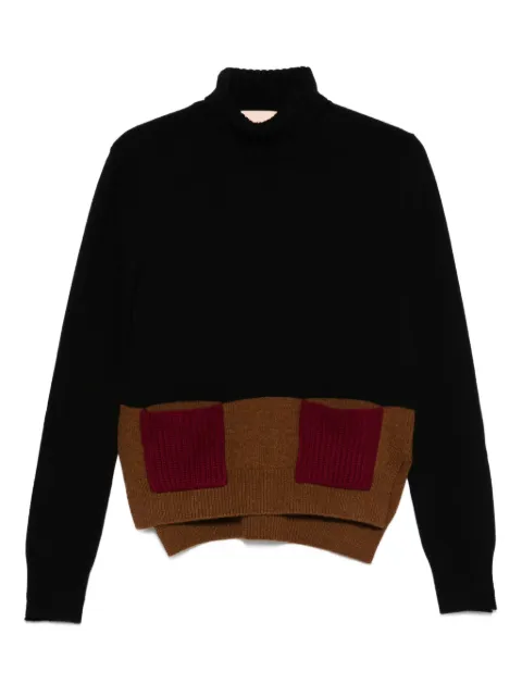 Plan C turtleneck pocket knitted top Black DVCMG51GK0FW009