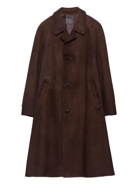 Prada raglan-sleeve suede coat Brown UPS685SOOO1V97
