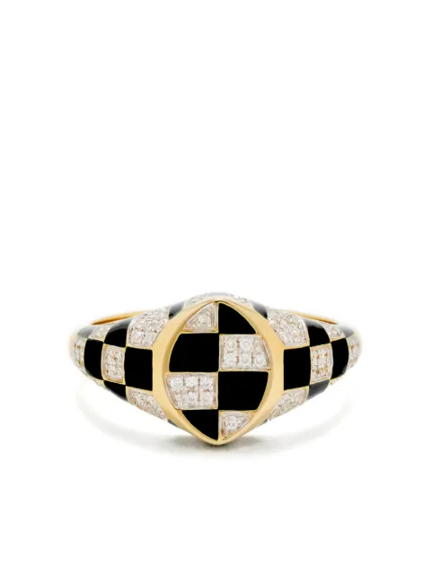 Yvonne Léon 9CT yellow gold check-pattern diamond-embellishment ring Gold BABYCHEVALIEREMARQU