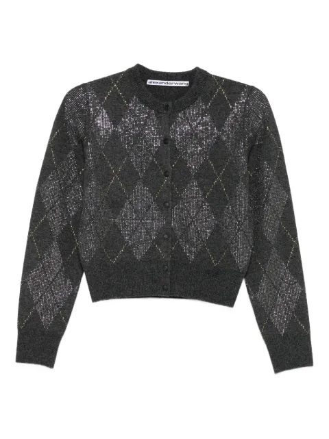 Alexander Wang crystal-embellished argyle cardigan Grey 1KC1263028