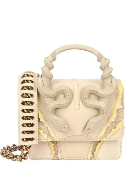 Roberto Cavalli snake-embellished chain-strap shoulder bag Neutrals VWB003PZS67