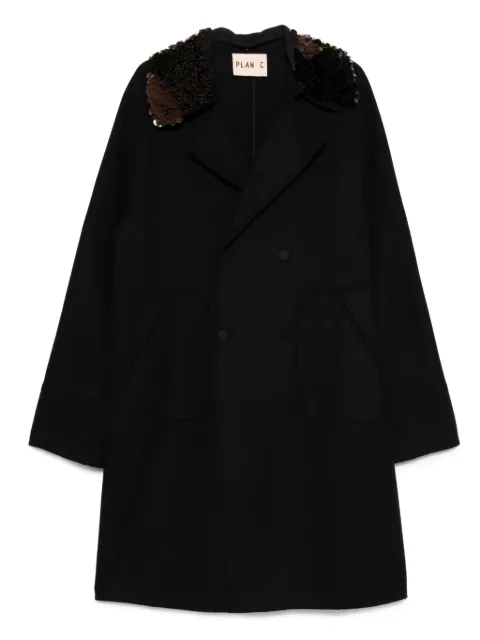 Plan C sequin-embellished double-breasted coat Blue CSCAG53DR1TW053