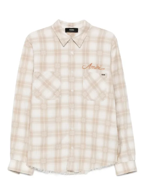 AMIRI checked frayed shirt Neutrals AMSTFL1015