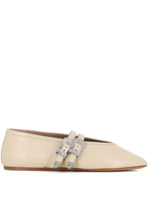 Le Monde Beryl buckle-embellished ballet flats Neutrals BCSNPLECR
