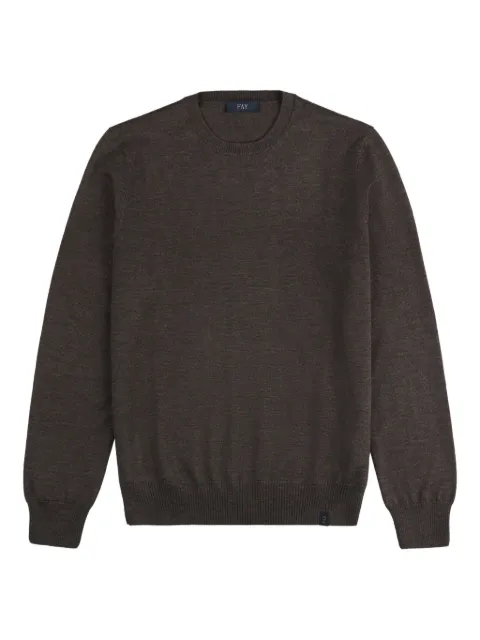 Fay crew-neck wool sweater Brown NMMC1512420