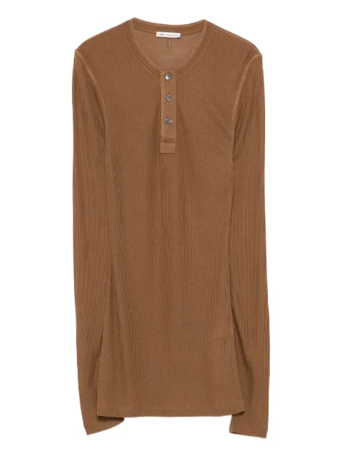AMI Paris ribbed henley top Brown FTS332JE0129