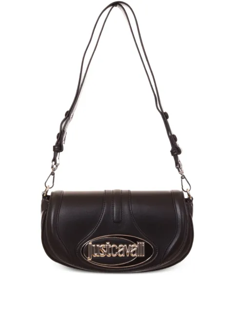 Just Cavalli curved-flap logo-plaque shoulder bag Black 79RA4BM1ZS749