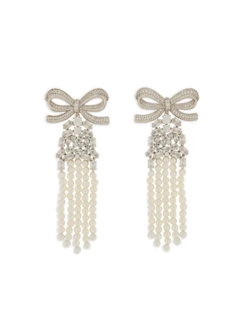 Self-Portrait bow faux-pearl earrings Silver PF25601ESLSILVER