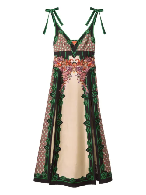 La DoubleJ geometric-print midi day dress Neutrals DRE0764SIL017MAR07WH04