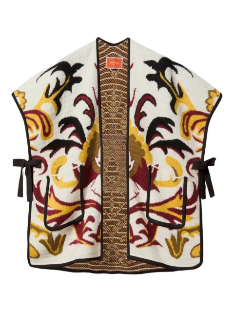 La DoubleJ floral-pattern cape White SCA0083KNI177VA402BR05