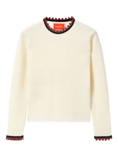 La DoubleJ scallop-trimmed wool-blend sweater Neutrals PUL0308KNI171SOLIDBR05
