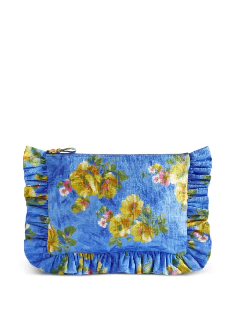 La DoubleJ floral-print ruffled clutch Blue BAG0059COT005RIP01BU01