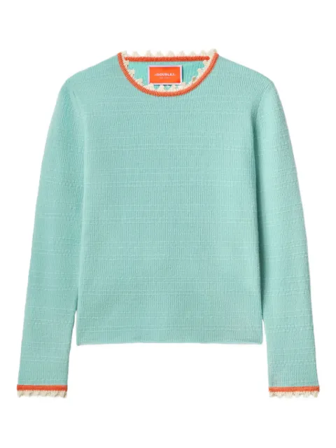 La DoubleJ textured-knit crew-neck sweater Green PUL0308KNI171SOLIDBU07