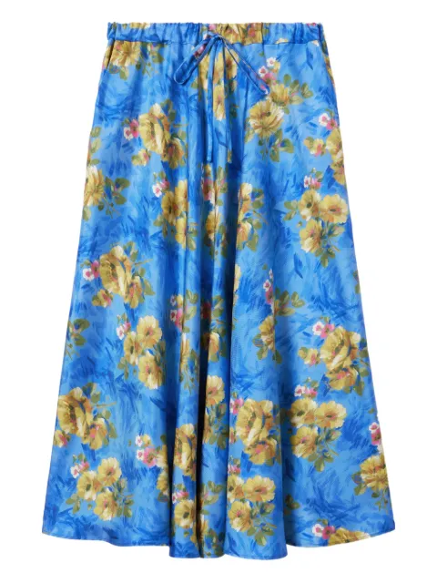 La DoubleJ drawstring floral-print skirt Blue SKI0098SIL001RIP01BU01