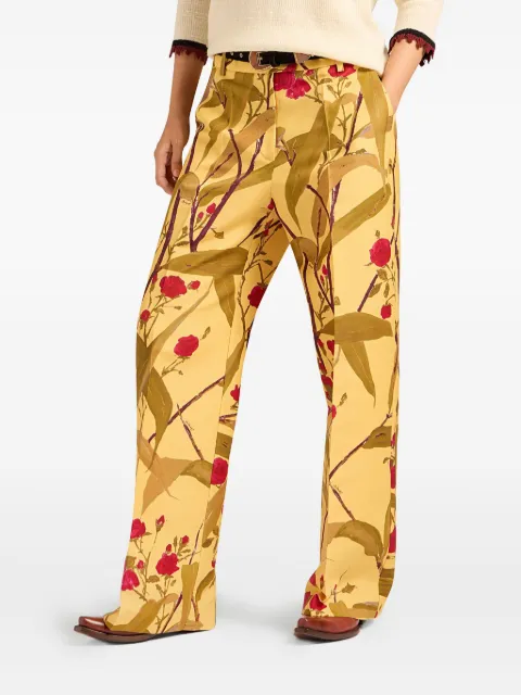 La DoubleJ Let Loose floral-print pleated trousers Yellow TRO0149CAD001BMB01YE02