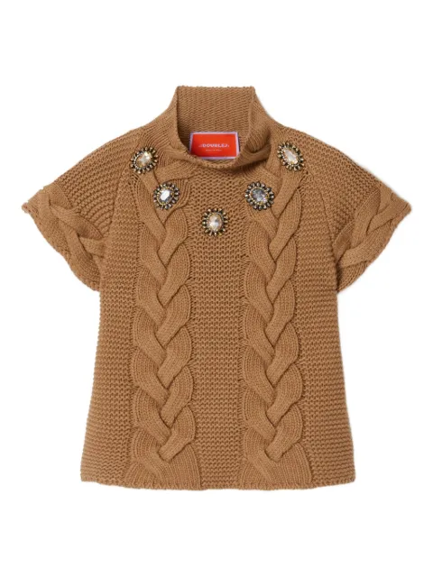 La DoubleJ cable-knit short-sleeve sweater Brown PUL0204KNI120VA271BR02