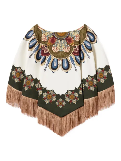 La DoubleJ floral-print fringed tunic White SCA0077VIS011NUC06WH05