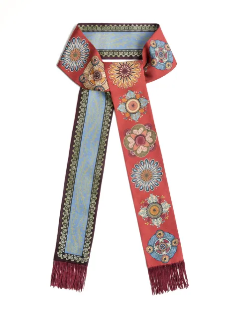 La DoubleJ floral-pattern fringed scarf Red SCA0075SIL006NUC06OR04