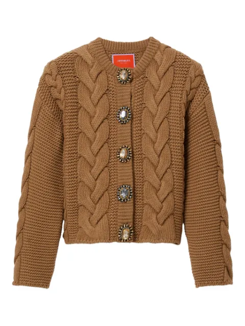 La DoubleJ crystal-embellished cable-knit cardigan Brown PUL0211KNI120VA271
