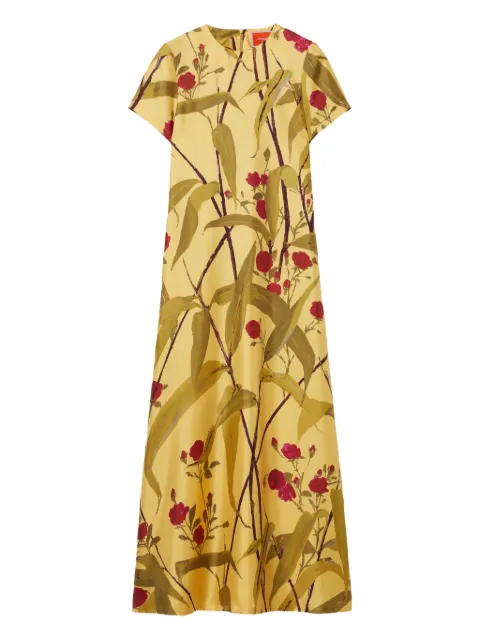 La DoubleJ floral-print swing midi day dress Yellow DRE0001SIL001BMB01YE02