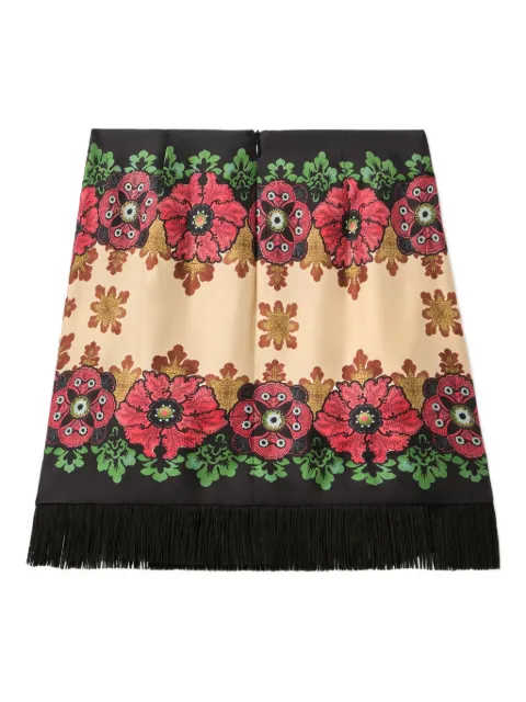 La DoubleJ floral-print fringed skirt Black SKI0173SIL006BOU01RE01