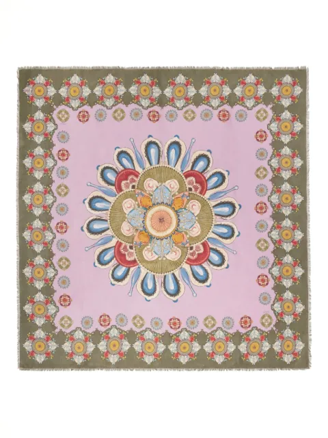 La DoubleJ floral-mandala square scarf Green SCA0060MOS001NUC06PI10