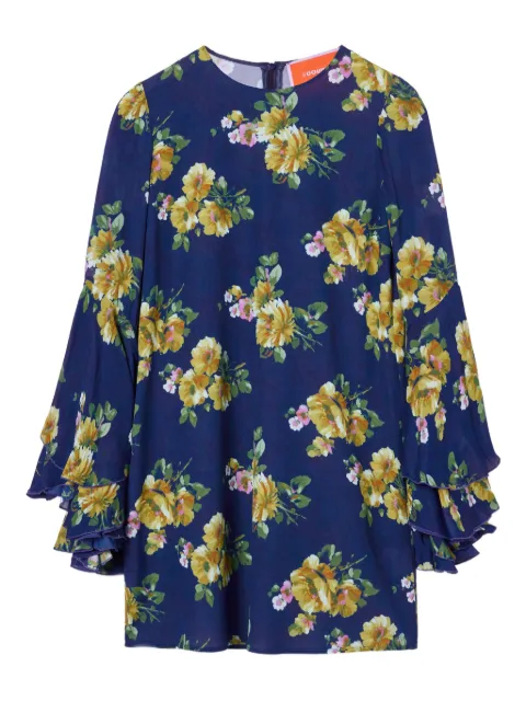 La DoubleJ floral bell-sleeve mini dress Blue DRE0852VIS019RIP01BU04