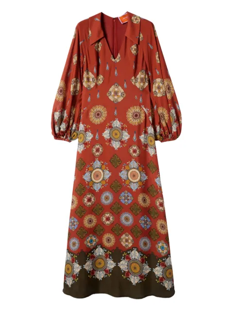 La DoubleJ Diva puff-sleeve midi dress Red DRE0776VIS019NUC01OR04