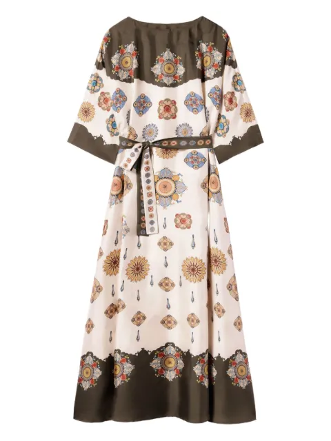 La DoubleJ placed floral print silk dress White DRE0574SIL001NUC06WH05