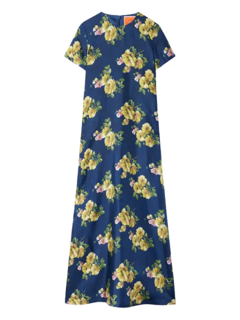 La DoubleJ Swing floral-print maxi dress Blue DRE0001SIL001RIP01BU04