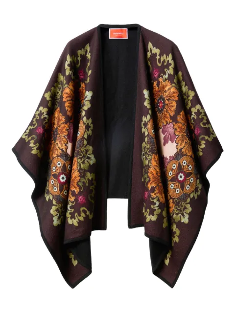 La DoubleJ floral-patterned wool cape Red SCA0047PLA003BOU01RE07