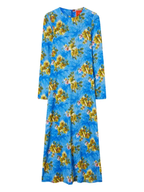 La DoubleJ long-sleeve floral-print maxi dress Blue DRE0184VIS001RIP01BU01