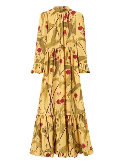 La DoubleJ floral-print ruffled maxi day dress Yellow DRE0041CRE001BMB01YE02
