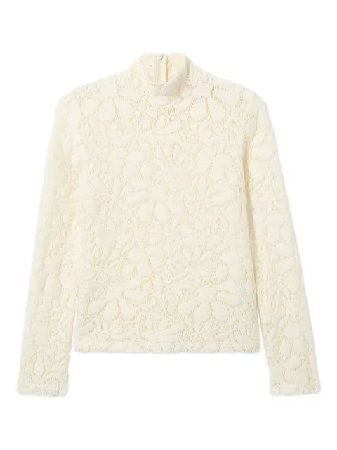 La DoubleJ floral-pattern lace turtleneck top Neutrals TOP0171LAC003SOLIDWH05