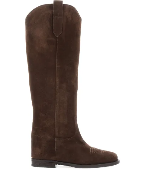 Via Roma 15 stitched suede boots Brown 4177