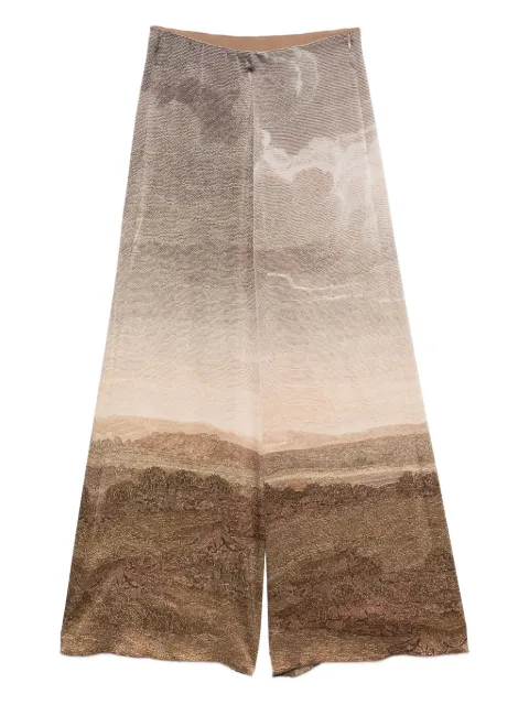 Pierre-Louis Mascia landscape-print wide-leg trousers Brown ADASTRGUMSPT12409